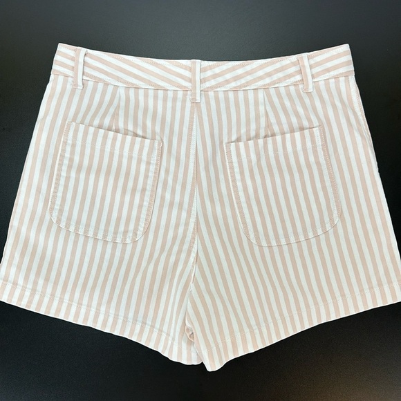 Gap Hi Rise Seafar Shifting Sand Shorts Sz 10 Striped Button Fly Patch Pockets - Picture 2 of 12